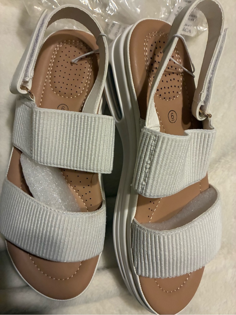 Pennysue women’s wedge sandal elastic ankle strap size 6